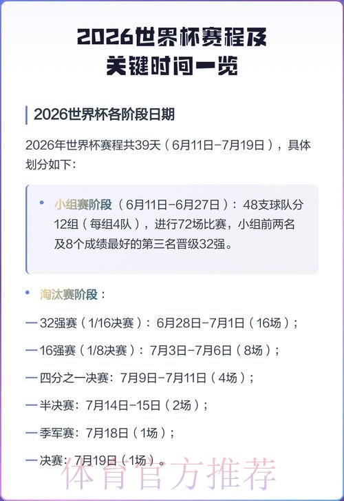2026世界杯每日赛程一览最新时间表怎么查
